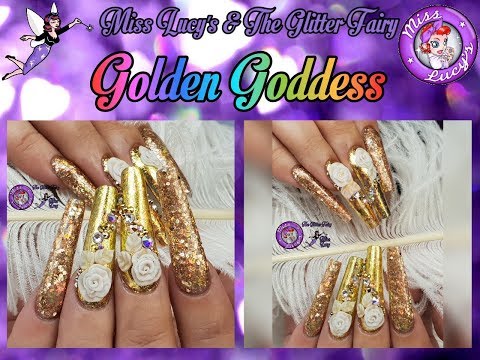 🌟Acrylic Nails🌟My Versian🌟Gold Chrome🌟Acrylic 3D🌟Swarovski Crystals🌟