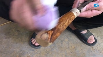 Làm chuôi dao mèo thép xích nhật bằng gỗ măn chun đẹp/chém quá bén/Making a sharp aboriginal knife