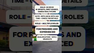 𝐖𝐚𝐥𝐤 𝐢𝐧 𝐝𝐫𝐢𝐯𝐞 𝐥𝐨𝐜𝐚𝐭𝐢𝐨𝐧 𝐢𝐧 𝐝𝐞𝐬𝐜𝐫𝐢𝐩𝐭𝐢𝐨𝐧 🤩 #infosys #hiring #walkindrive #shorts #trendingsong #explore
