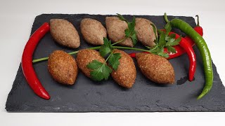 الكبة المألوزة تقدم بجانب كتير من الاطباق Kibbe( syrische Maultaschen)