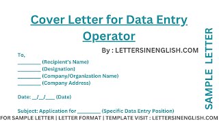 Data Entry Cover Letter – Sample Cover Letter for Data Entry Operator
