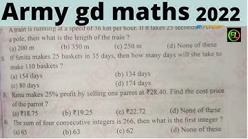 Army gd maths important question 2022 / #armyexam #armymaths