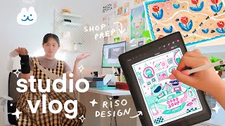 studio vlog 33 ★彡 designing a riso print + washi tape, inktober prep, & my thoughts on youtube ♡
