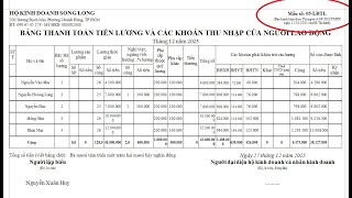 06 Hộ kinh doanh/ Bảng thanh toán tiền lương theo thông tư 88