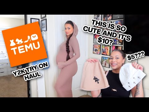 TRYING Y2K CLOTHES WHILE 9 MONTHS PREGNANT (TEMU TRY ON HAUL)