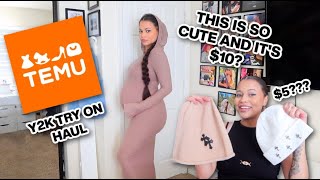 TRYING Y2K CLOTHES WHILE 9 MONTHS PREGNANT (TEMU TRY ON HAUL)