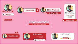 💥 8 YouTube Subscribe Animated Buttons with Photo, Like & Notification Bell | Templates