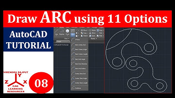 AutoCAD Tutorial 08: Draw Arc using 11 options/3-Point/Start-Center-End/Start-Center-Angle/Continue