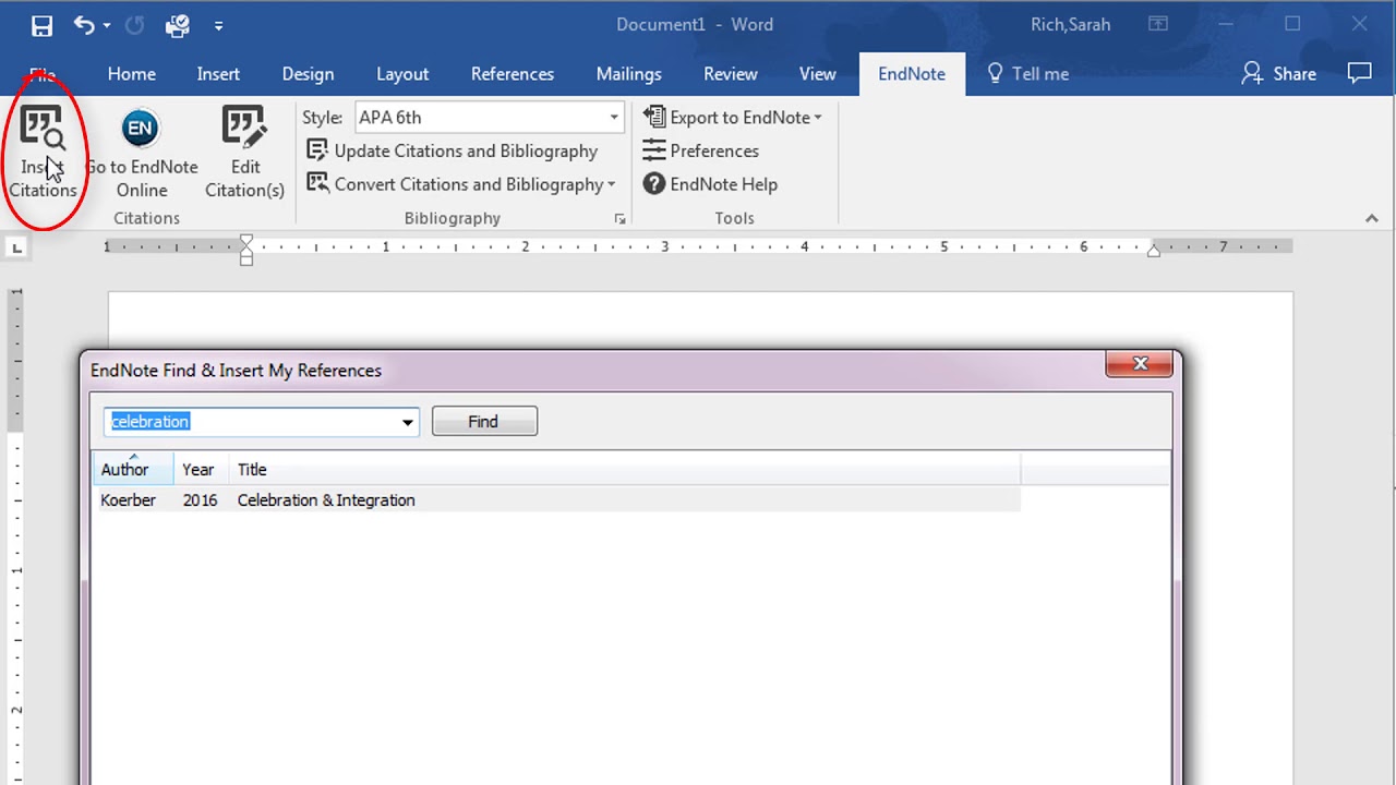 EndNote: How to Insert a Citation