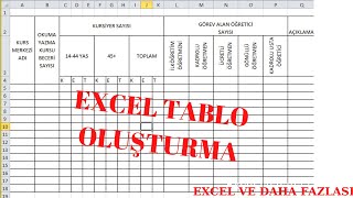 Excel Tablo Oluşturmadetayli-Tablo Yapma