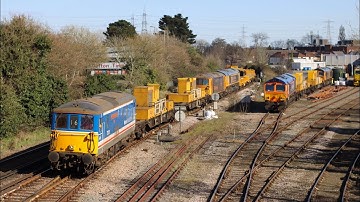 RARE class class 73s drag a failed class 66 into totton yard 16/03/2025