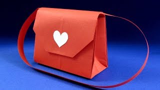 Как сделать бумажную сумочку - простая оригами сумочка учебник