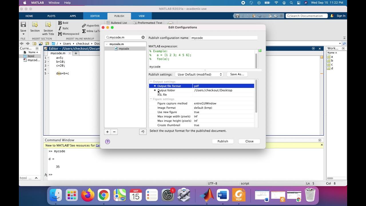 How to publish MATLAB code in PDF format | MATLAB to PDF - YouTube