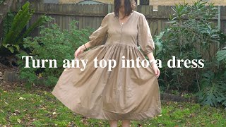 Turn any top into a dress | Adding a simple gathered skirt