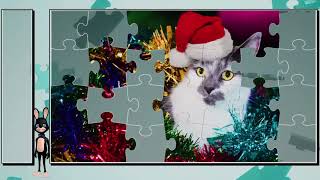 28 x pieces puzzle of christmas cat - 28 × قطع اللغز من قط النوويل