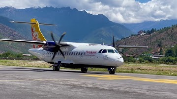 Beautiful Paro Landing! Drukair ATR 42 Approach, Touchdown & Taxi to Apron! 