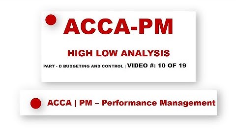 ACCA PM | Quantitative techniques - High Low Analysis • @financeskul