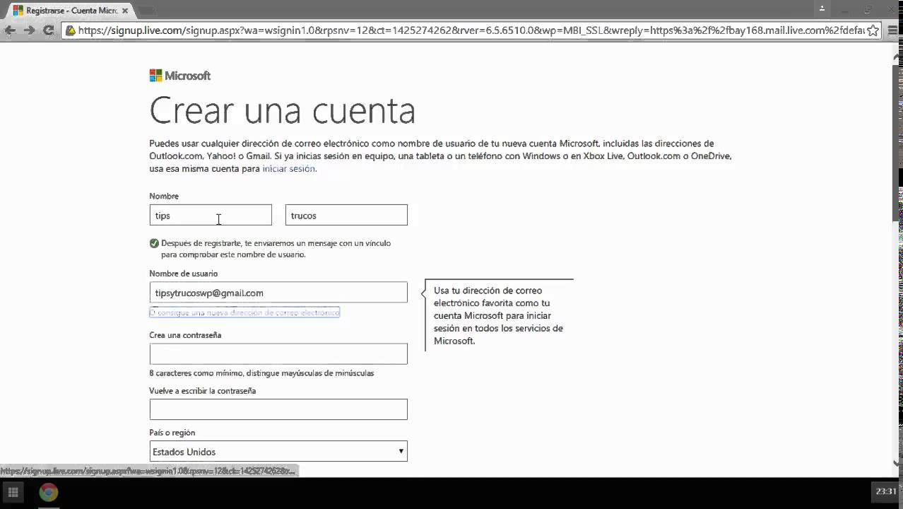 Destructivo trama Ajuste Como crear cuenta microsoft partiendo de un correo gmail - YouTube