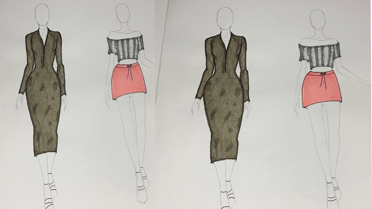 Simple Fashion Illustration sketches For Beginners ️ - YouTube