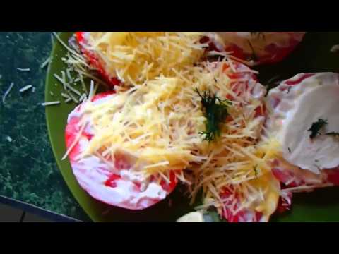 Russian cuisine recipes ПОМИДОРЫ с ЧЕСНОКОМ и СЫРОМ быстро вкусно 19 06 2013