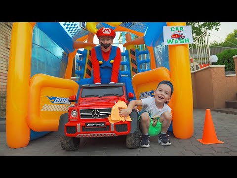 Видео: Arthur and Dad pretend Play Car Wash - Summer Stories for Kids