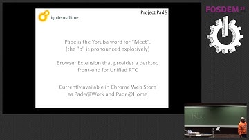 Dele Olajide presenting Unified Communications with Pàdé live at #FOSDEM2019