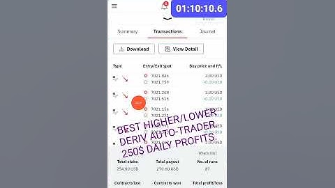 BEST HIGHER/LOWER DERIV AUTO-TRADER. Guaranteed minimum daily profits of 250$.