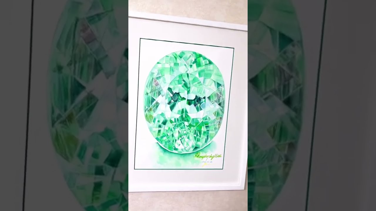 フォスフォフィライト宝石の絵/宝石アート#アート #水彩画