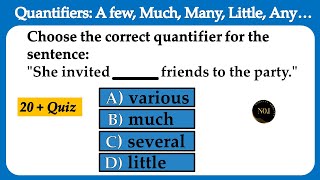Quantifiers Quiz | A few, Little, Many, Much, Any... | Eng Grammar Mixed test | No.1 Quality English