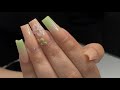 Coffin Ombre 3D Flower Acrylic Nail