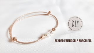 How To Make Beaded Friendship Bracelets [DIY Waxed Polyester Cord] - Cara Membuat Gelang