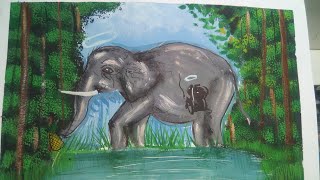 Kerala Pregnant Elephant painting   / Save Animals Poster making Competition /for beginners tutorial