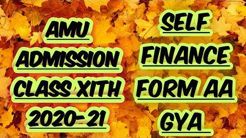 self finance form of class 11th AMU admission 2020-21