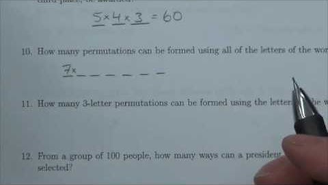 Math 30-2 Permutations and Combinations Review #10
