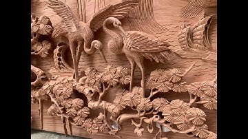 Tranh Tùng Hạc Diên Niên treo lắp trong nhà bác khách Thái Bình