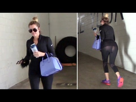 X17 EXCLUSIVE - Khloe Kardashian Flaunts Butt In See-Through Tights At The Gym