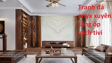 Tranh đá Onyx xuyên sáng tự nhiên HP O2 | Tranh đá đối xứng ốp vách tivi [tranhdadoixung.vn]