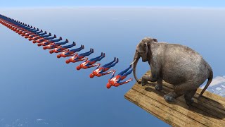 الفيل يمشي فوق جسر سبايدرمان قراند 5 GTA V Elephant walks on a Spiderman bridge