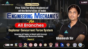 #07 Coplanar Concurrent Force System Part- 3 | Engineering Mechanics | All Branches | By Khomesh Sir