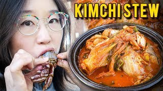 SPICY KIMCHI Mackerel Stew ft. RAW MARINATED CRAB 🐟 Jeju Island, Day 2