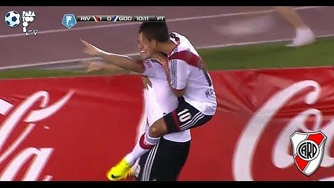 Gol de Cavenaghi. River 1 Godoy C. 0. Fecha 3. Torneo Final 2014.Fútbol Para Todos