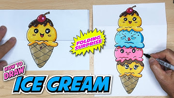 How to Draw an Ice Cream Tower - Folding Surprise