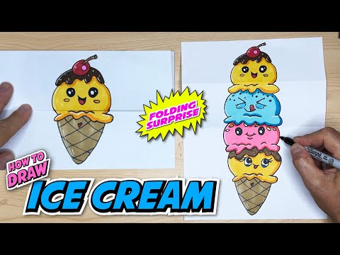 How to Draw an Ice Cream Tower - Folding Surprise