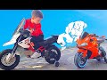 Artem ride on sportbike and pretend play with toys for kids
