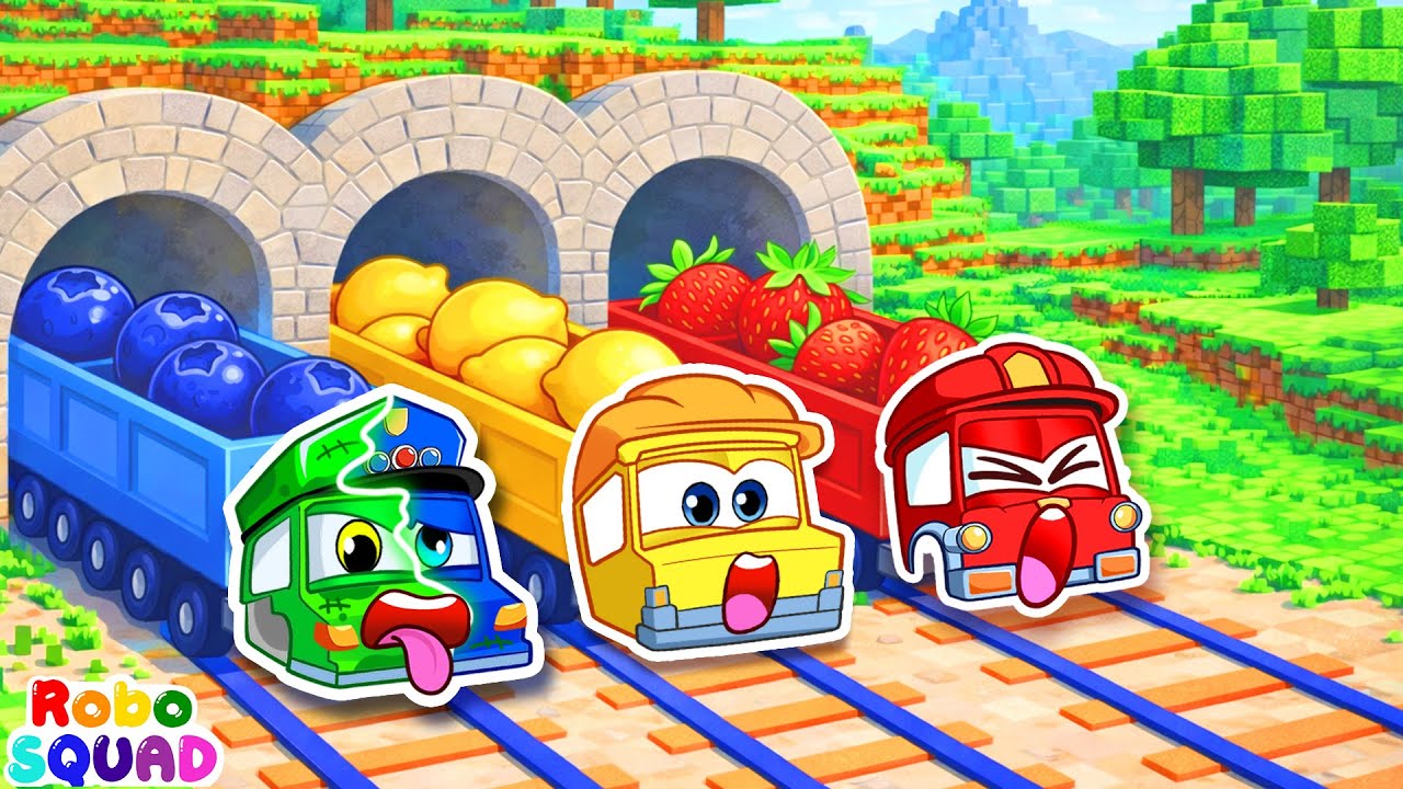 Toot Toot! Yummy Fruit Train Song 🚋 Apples & Bananas Song 🍎 Nursery Rhymes | RoboSquad Kids Songs