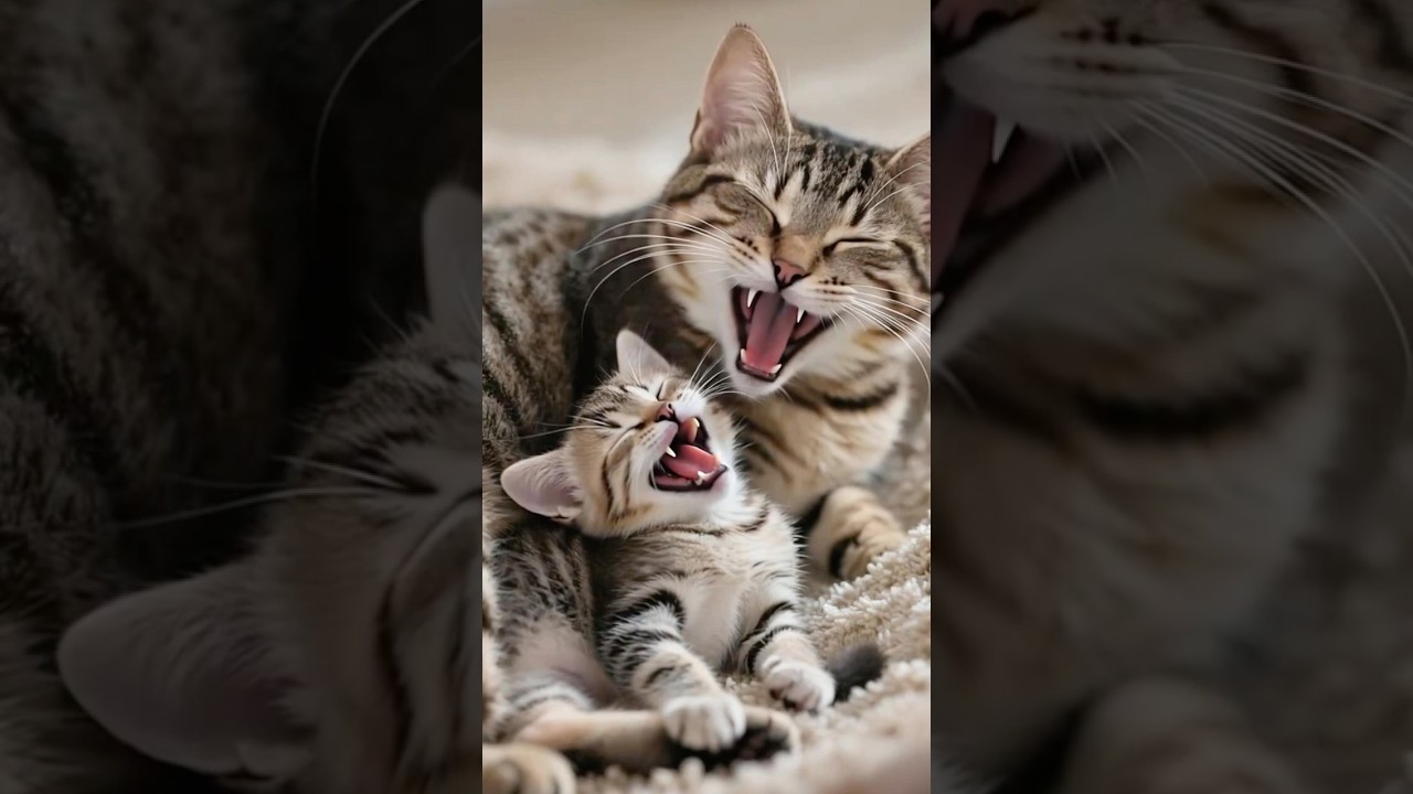 Sweet Cat Nap: Mother and Kitten’s Cozy Sleeping Moment | Pure Relaxation