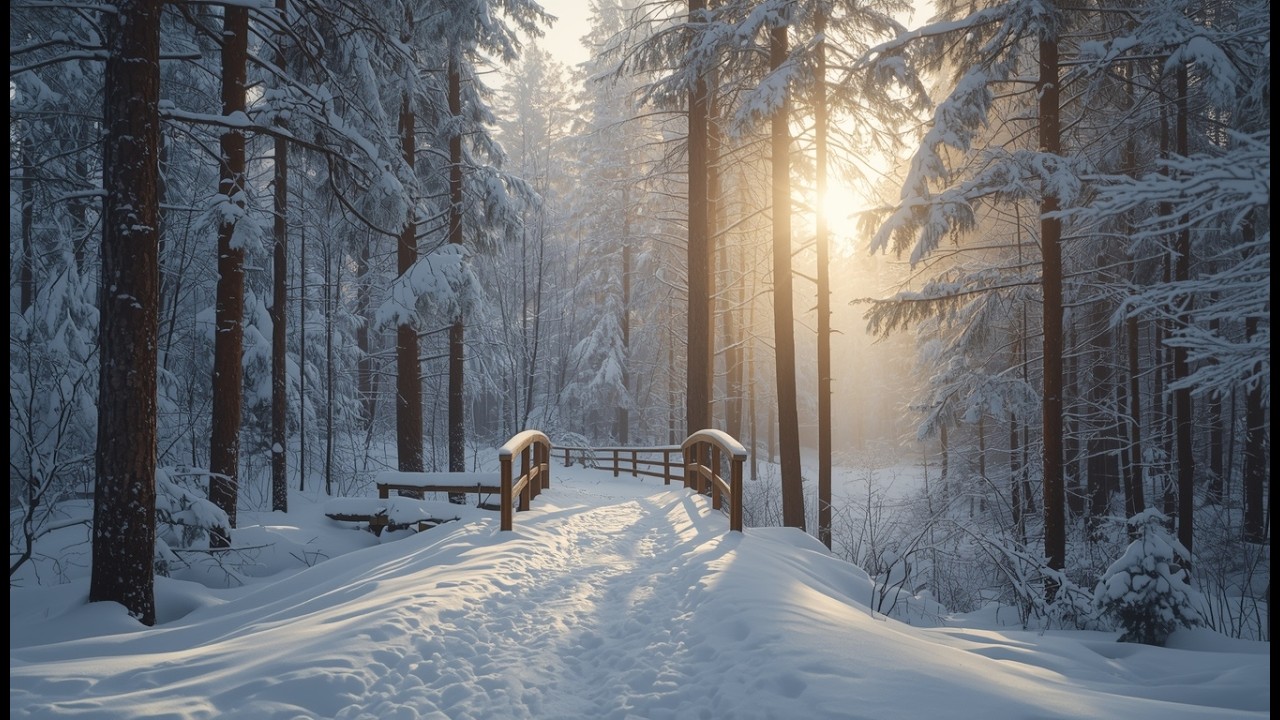 Snowy Forest Ambience | Gentle Winter Breeze & Soft Falling Snow for Relaxation (1 hour)