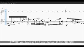 BWV 1001 Violin Sonata No. 1 in G minor - I Adagio - Bach - Level 1 Metronome + Violin Solo