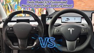 2024 Tesla Model Y Custom REAL Carbon Fiber Steering Wheel! (Alcantara Leather) #tesla