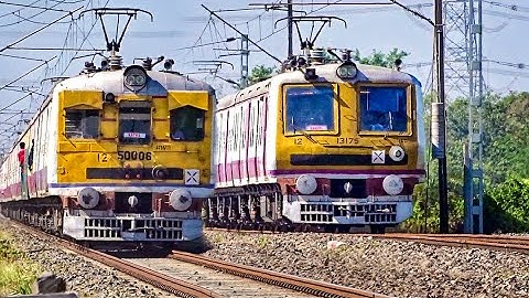 Two EMU Brother Crossing | Aerodynamic EMU train Crossing Old Vintage EMU Trains | Eastern Railways